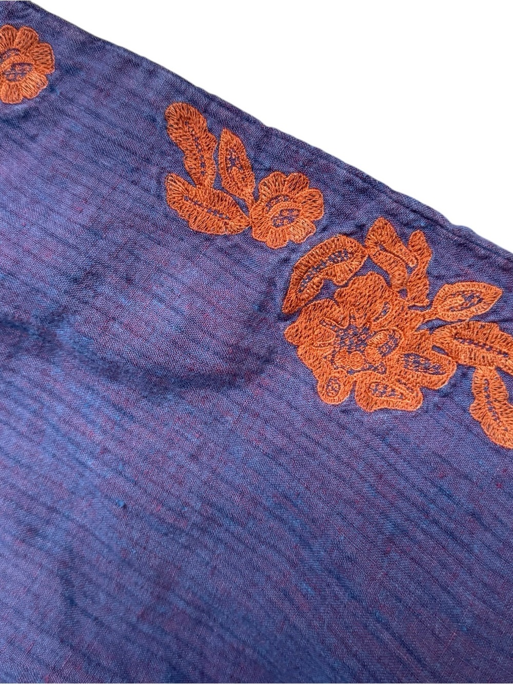 Purple Embroidered Relaxed Linen Blend Pants - Picture 6 of 8